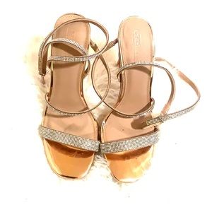 Studded open toe heel.